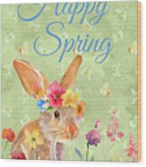 Happy Spring Bunny Wood Print