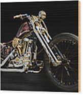 Harley Chopper - Gold Air Cleaner Wood Print