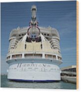 The Harmony Of The Seas At Port Canaveral-square Wood Print