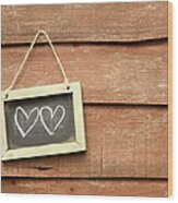 Hearts Drawn On Small Board Outdoor Wood Print