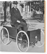 Henry Ford Driving His First Automobile Wood Print