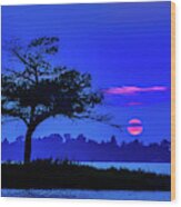 Higgins Lake Cherry Red Sunset Wood Print