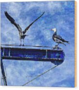 High Diving Gulls Wood Print