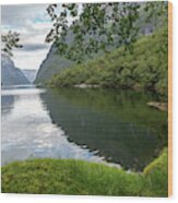 Hiking The Old Postal Road By The Naeroyfjord, Norway Wood Print