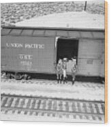 Hobos Riding Freight Car To California Wood Print