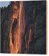 Horsetail Firefall Ii, Yosemite, Ca, Usa Wood Print