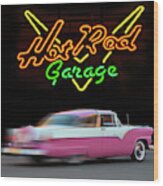 Hot Rod Garage Wood Print