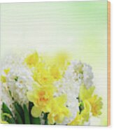 Hyacinth And Daffodils Wood Print