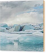 Iceberg Glacier Lagoon In Iceland Wood Print
