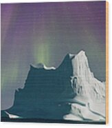 Iceberg Shrouded By Aurora Wood Print