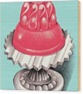 Illustration Of Jelly On Cake Stand Wood Print