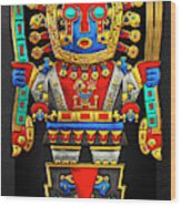 Incan Gods - The Great Creator Viracocha On Black Canvas Wood Print
