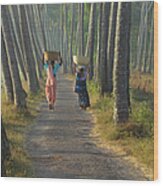 India, Goa, Two Women Walking Along Wood Print
