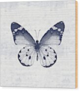 Indigo And White Butterfly 1- Art By Linda Woods Wood Print