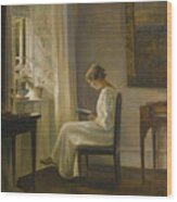 Interior With A Woman Reading Wood Print