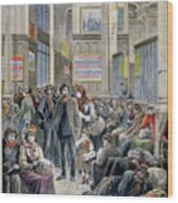 Italian Emigrants At The Gare Wood Print
