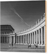 Italy, Latium, Roma District, Seven Hills Of Rome, Vatican City, Rome, St Peter's Basilica, The Colonnade Of Gian Lorenzo Bernini In St. Peter's Square Wood Print
