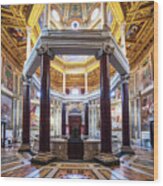 Italy, Latium, Roma District, Tiber, Tevere, Seven Hills Of Rome, Vatican City, Rome, Basilica Of St John Lateran, Interior Of The Baptistery Wood Print