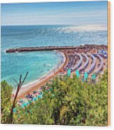 Italy, Marches, Mediterranean Sea, Ancona District, Parco Del Conero, Sirolo, Spiaggia Urbani By Monte Conero Wood Print