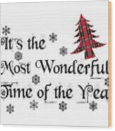 It's The Most Wonderful Time Of The Year Art, Shirt, Plaid Christmas Trees Shirt, Wood Print
