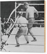 Jack Dempsey Falling Out Of Boxing Ring Wood Print