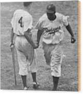 Jackie Robinson And Pete Reiser Wood Print