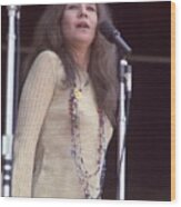 Janis Joplin Looking To Audience While Singing Wood Print