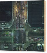Japan, Tokyo, Aerial View Of Traffic Wood Print