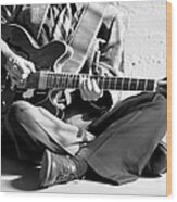 Jazz Guitarist Black And White Portrait Wood Print
