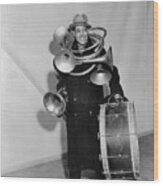 Jazz Musician Duke Ellington Carrying Wood Print