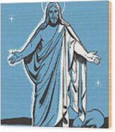 Jesus Giving A Blessing Wood Print