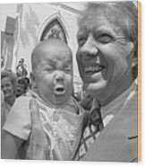 Jimmy Carter Holds Crying Baby Wood Print