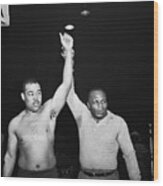 Joe Walcott Holding Up The Arm Of Joe Wood Print