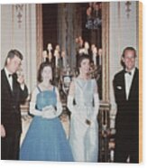 John F. Kennedy And Queen Elizabeth Ii Wood Print