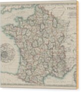 Johnston's Map Of France Wood Print