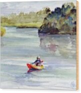 Kayaking The Noosa River Wood Print