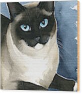 Kiki Snowshoe Siamese Cat Wood Print