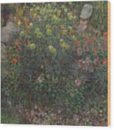 Ladies In Flowers, 1875. Artist Monet Wood Print