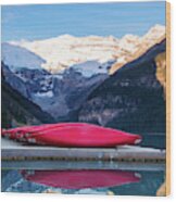 Lake Louise Canoes Wood Print