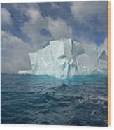 Large Tabular Iceberg And Great Cumulus Wood Print