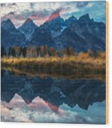 Last Kiss To Grand Teton Wood Print