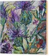 Later Summer Thistles Oil Painting Wood Print