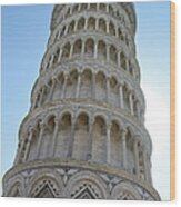 Leaning Tower Of Pisa Against Blue Sky Wood Print