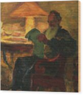 Leo Tolstoy With A Newspaper, 1901 Wood Print