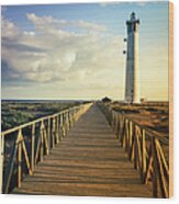 Lighthouse At Sunset, Canary Islands Wood Print