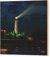 Lighthouse Lightbeam Wood Print