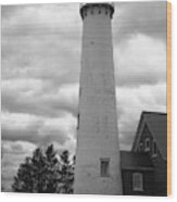 Lighthouse - Tawas Point Michigan 2 Bw Wood Print