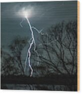 Lightning Bolt Over Little Sugarloaf Wood Print