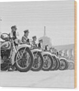 Line Of Motorcycle Officers Wood Print