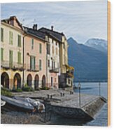 Little Harbour In Lake Como At Dawn Wood Print